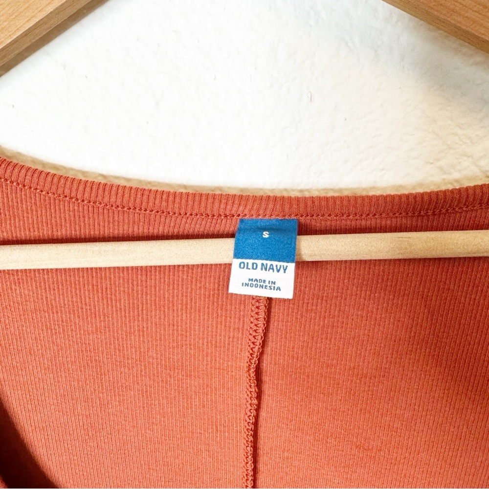 Old Navy Orange Ribbed Square Neck Long Sleeves Midi Dress Size Small NWT - Picture 4 of 7